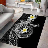 Aloha Hammerhead Shark Area Rug Black Hawaiian Kakau Tribal Tattoo LT9 - Polynesian Pride