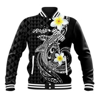 Aloha Hammerhead Shark Baseball Jacket Black Hawaiian Kakau Tribal Tattoo LT9 Unisex Black - Polynesian Pride
