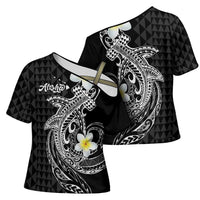 Aloha Hammerhead Shark Cross Shoulder Shirt Black Hawaiian Kakau Tribal Tattoo LT9 - Polynesian Pride