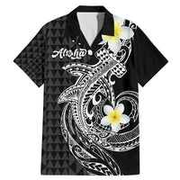 Aloha Hammerhead Shark Family Matching Mermaid Dress and Hawaiian Shirt Black Hawaiian Kakau Tribal Tattoo
