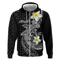 Aloha Hammerhead Shark Hoodie Black Hawaiian Kakau Tribal Tattoo