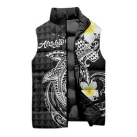 Aloha Hammerhead Shark Sleeveless Puffer Jacket Black Hawaiian Kakau Tribal Tattoo LT9 - Polynesian Pride