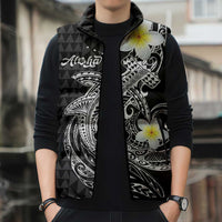 Aloha Hammerhead Shark Sleeveless Puffer Jacket Black Hawaiian Kakau Tribal Tattoo LT9 - Polynesian Pride