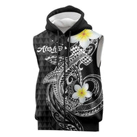 Aloha Hammerhead Shark Sleeveless Zip Hoodie Black Hawaiian Kakau Tribal Tattoo - Polynesian Pride
