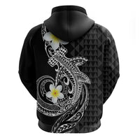 Aloha Hammerhead Shark Zip Hoodie Black Hawaiian Kakau Tribal Tattoo