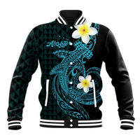 Aloha Hammerhead Shark Baseball Jacket Calypso Hawaiian Kakau Tribal Tattoo LT9 Unisex Blue - Polynesian Pride