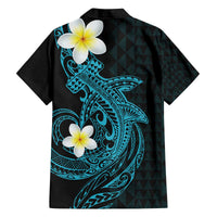Aloha Hammerhead Shark Family Matching Off The Shoulder Long Sleeve Dress and Hawaiian Shirt Calypso Hawaiian Kakau Tribal Tattoo