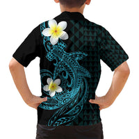 Aloha Hammerhead Shark Family Matching Off Shoulder Short Dress and Hawaiian Shirt Calypso Hawaiian Kakau Tribal Tattoo