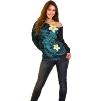 Aloha Hammerhead Shark Off Shoulder Sweater Calypso Hawaiian Kakau Tribal Tattoo