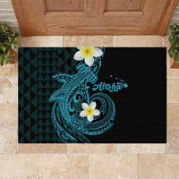 Aloha Hammerhead Shark Rubber Doormat Calypso Hawaiian Kakau Tribal Tattoo LT9 Blue - Polynesian Pride