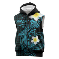 Aloha Hammerhead Shark Sleeveless Zip Hoodie Calypso Hawaiian Kakau Tribal Tattoo LT9 Blue - Polynesian Pride