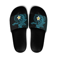 Aloha Hammerhead Shark Slide Sandals Calypso Hawaiian Kakau Tribal Tattoo LT9 Blue - Polynesian Pride