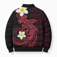 Aloha Hammerhead Shark Bomber Puffer Jacket Feverish Pink Hawaiian Kakau Tribal Tattoo LT9 - Polynesian Pride