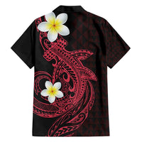 Aloha Hammerhead Shark Family Matching Short Sleeve Bodycon Dress and Hawaiian Shirt Feverish Pink Hawaiian Kakau Tribal Tattoo