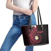 Aloha Hammerhead Shark Leather Tote Bag Feverish Pink Hawaiian Kakau Tribal Tattoo