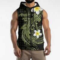Aloha Hammerhead Shark Sleeveless Zip Hoodie Lime Rickey Hawaiian Kakau Tribal Tattoo LT9 - Polynesian Pride