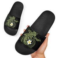Aloha Hammerhead Shark Slide Sandals Lime Rickey Hawaiian Kakau Tribal Tattoo - Polynesian Pride