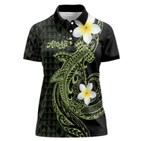 Aloha Hammerhead Shark Women Polo Shirt Lime Rickey Hawaiian Kakau Tribal Tattoo
