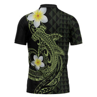Aloha Hammerhead Shark Zipper Polo Shirt Lime Rickey Hawaiian Kakau Tribal Tattoo - Polynesian Pride