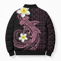 Aloha Hammerhead Shark Bomber Puffer Jacket Vivacious Pink Hawaiian Kakau Tribal Tattoo LT9 - Polynesian Pride