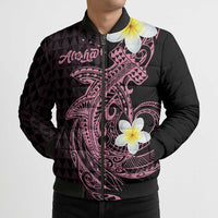 Aloha Hammerhead Shark Bomber Puffer Jacket Vivacious Pink Hawaiian Kakau Tribal Tattoo LT9 - Polynesian Pride