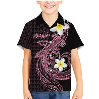 Aloha Hammerhead Shark Family Matching Mermaid Dress and Hawaiian Shirt Vivacious Pink Hawaiian Kakau Tribal Tattoo