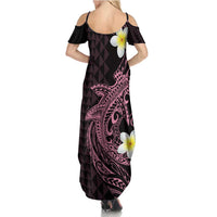 Aloha Hammerhead Shark Family Matching Summer Maxi Dress and Hawaiian Shirt Vivacious Pink Hawaiian Kakau Tribal Tattoo