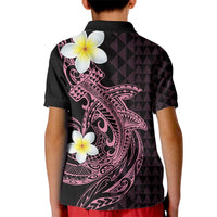 Aloha Hammerhead Shark Kid Polo Shirt Vivacious Pink Hawaiian Kakau Tribal Tattoo