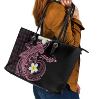 Aloha Hammerhead Shark Leather Tote Bag Vivacious Pink Hawaiian Kakau Tribal Tattoo