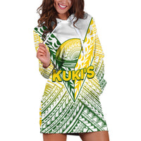 (Custom Text And Number) The Kuki's Cook Islands Rugby Hoodie Dress Be Unique Vibe White LT9 - Polynesian Pride