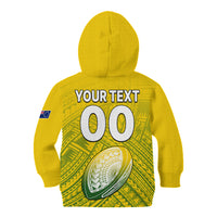 (Custom Text And Number) The Kuki's Cook Islands Rugby Kid Hoodie Be Unique Vibe Yellow LT9 - Polynesian Pride