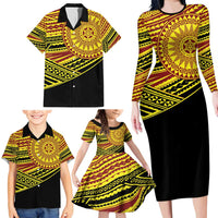 Personalised Tonga Ha apai High School Family Matching Long Sleeve Bodycon Dress and Hawaiian Shirt Ngatu Fonulei Pattern