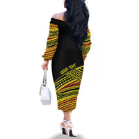 Personalised Tonga Ha apai High School Family Matching Off The Shoulder Long Sleeve Dress and Hawaiian Shirt Ngatu Fonulei Pattern