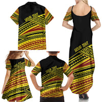 Personalised Tonga Ha apai High School Family Matching Summer Maxi Dress and Hawaiian Shirt Ngatu Fonulei Pattern