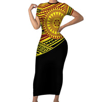 Personalised Tonga Ha apai High School Short Sleeve Bodycon Dress Ngatu Fonulei Pattern