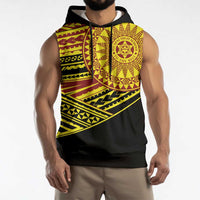 Personalised Tonga Ha apai High School Sleeveless Hoodie Ngatu Fonulei Pattern - Polynesian Pride