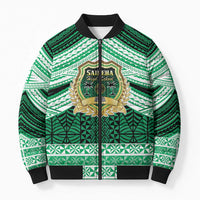 Personalised Tonga Saineha High School Bomber Puffer Jacket Polynesian Ngatu Tribal - Polynesian Pride