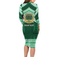 Personalised Tonga Saineha High School Family Matching Long Sleeve Bodycon Dress and Hawaiian Shirt Polynesian Ngatu Tribal