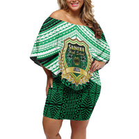 Personalised Tonga Saineha High School Family Matching Off Shoulder Short Dress and Hawaiian Shirt Polynesian Ngatu Tribal
