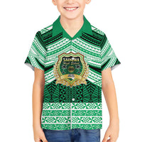 Personalised Tonga Saineha High School Family Matching Short Sleeve Bodycon Dress and Hawaiian Shirt Polynesian Ngatu Tribal