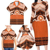 Personalised Tonga Tailulu College Family Matching Long Sleeve Bodycon Dress and Hawaiian Shirt Polynesian Ngatu Tribal