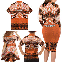 Personalised Tonga Tailulu College Family Matching Long Sleeve Bodycon Dress and Hawaiian Shirt Polynesian Ngatu Tribal