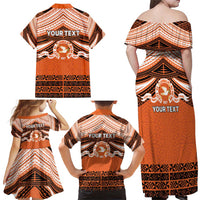 Personalised Tonga Tailulu College Family Matching Off Shoulder Maxi Dress and Hawaiian Shirt Polynesian Ngatu Tribal