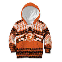 Personalised Tonga Tailulu College Kid Hoodie Polynesian Ngatu Tribal LT9 Hoodie Orange - Polynesian Pride