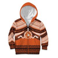 Personalised Tonga Tailulu College Kid Hoodie Polynesian Ngatu Tribal LT9 Zip Hoodie Orange - Polynesian Pride