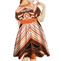 Personalised Tonga Tailulu College Kid Short Sleeve Dress Polynesian Ngatu Tribal