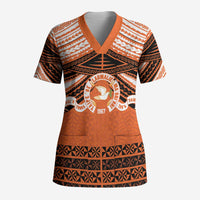 Personalised Tonga Tailulu College Scrub Top Polynesian Ngatu Tribal - Polynesian Pride