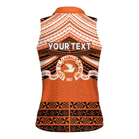 Personalised Tonga Tailulu College Women Sleeveless Polo Shirt Polynesian Ngatu Tribal