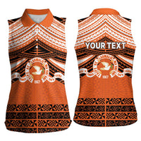 Personalised Tonga Tailulu College Women Sleeveless Polo Shirt Polynesian Ngatu Tribal