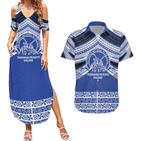 Personalised Tonga Taufa'ahau Pilolevu College Couples Matching Summer Maxi Dress and Hawaiian Shirt Polynesian Ngatu Tribal